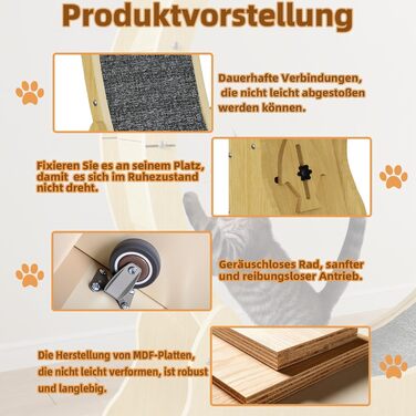 Лялькове колесо для котів WUDLEP - велике колесо для дому з покриттям, для фітнесу та схуднення (натуральний колір дерева)