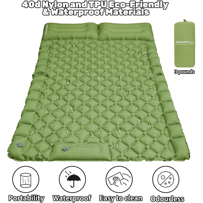 Підставка для авто-ліжка EULANT: розширює заднє сидіння для комфорту та собак, підходить для більшості авто, SUV, MPV (зелена)