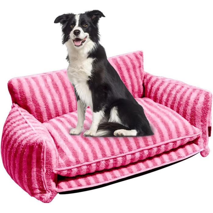 Крісло-лежанка для собак, м'яке ліжко для тварин, рожево-смугасте, XL 100x65x40 см