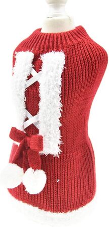 Теплий зимовий пуловер для собак Muyaopet на Різдво, червоний, для маленьких та середніх собак, такса, розмір M (обхват грудей 40 см)