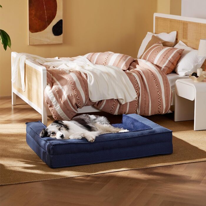 Ортопедичне ліжко для великих собак Bedsure, сіре, 71x58x15 см, з яєчним поролоном, знімний і праний чохол, лежак, подушка, диван для собак