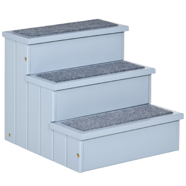 PawHut Pet Stairs Сходи для собак з 3 сходинками та килимом, для зберігання, сірий, 40.5x44.5x38 см для маленьких собак та котів