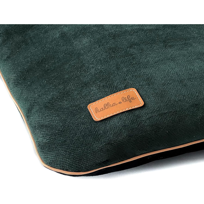 М'яке собаче ліжко з велюру, 90x60 см, зелений (M)