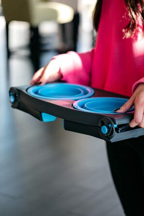Dexas Popware регульована подвійна миска для домашніх тварин, синя