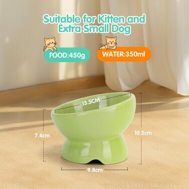 Керамічні миски для котів Nobleza (2 шт.) з нахилом 15° - антиблювотні миски для корму та води, підходять для котів та маленьких собак, білий колір