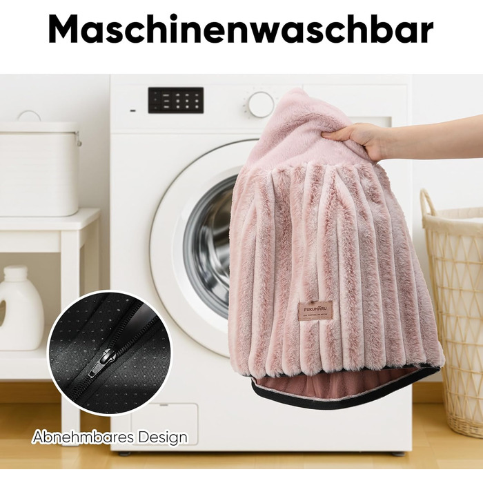 Ортопедичне ліжко для собак та котів FUKUMARU, 76x76x18 см, знімний чохол, сучасний дизайн, рожевий колір