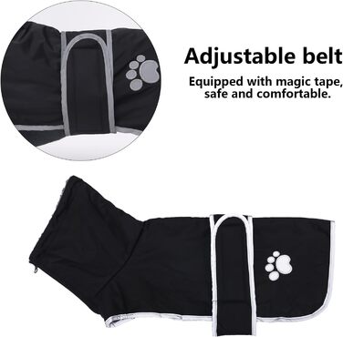 Зимовий теплий одяг для такси - теплий зимовий одяг для собак, водонепроникний, вітронепроникний, з отвором для повідка, чорний, розмір M (довжина спини 42-45 см)