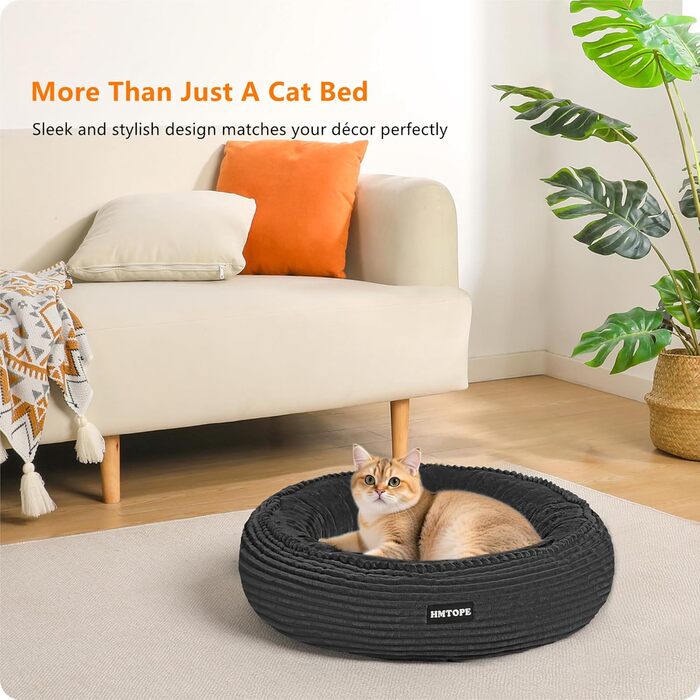 Кругле ліжко для собак та котів, м'яке, зручне, Ø 50 см, темно-сірий колір, 50x50x18 см