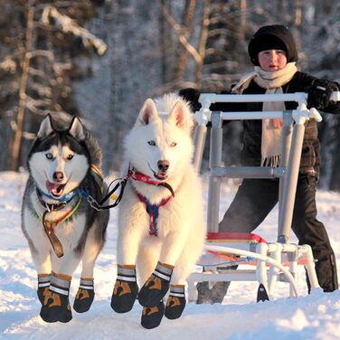 Чоботи для собак REESTBOO: захист лап, 4 шт., водонепроникні, антиковзні, з відбиваючим ремінцем, на липучці, для великих собак, (S, Коричневий)