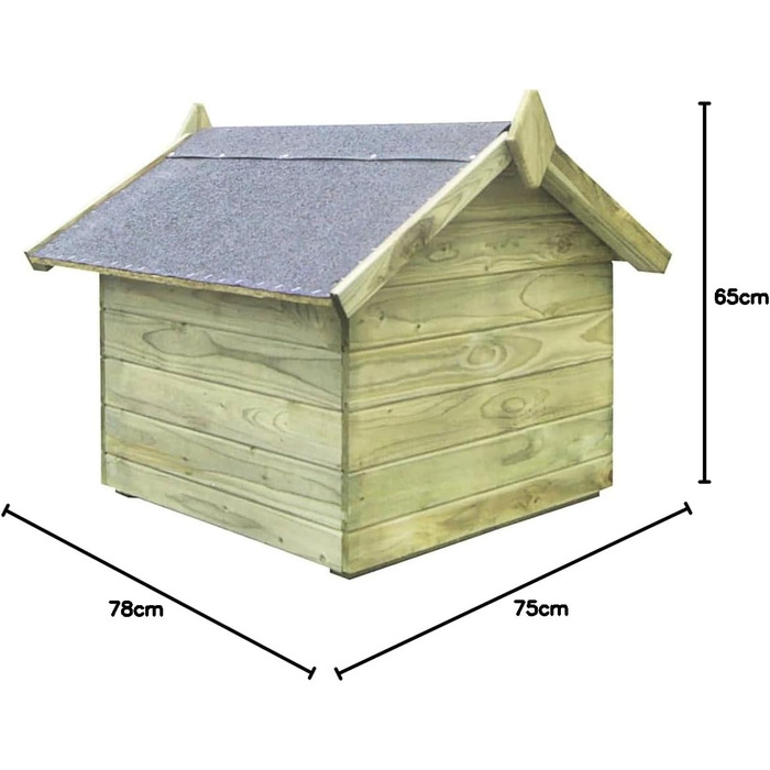 vidaXL Будка для собаки з імпрегнованої сосни, дах, 75x78x65 см