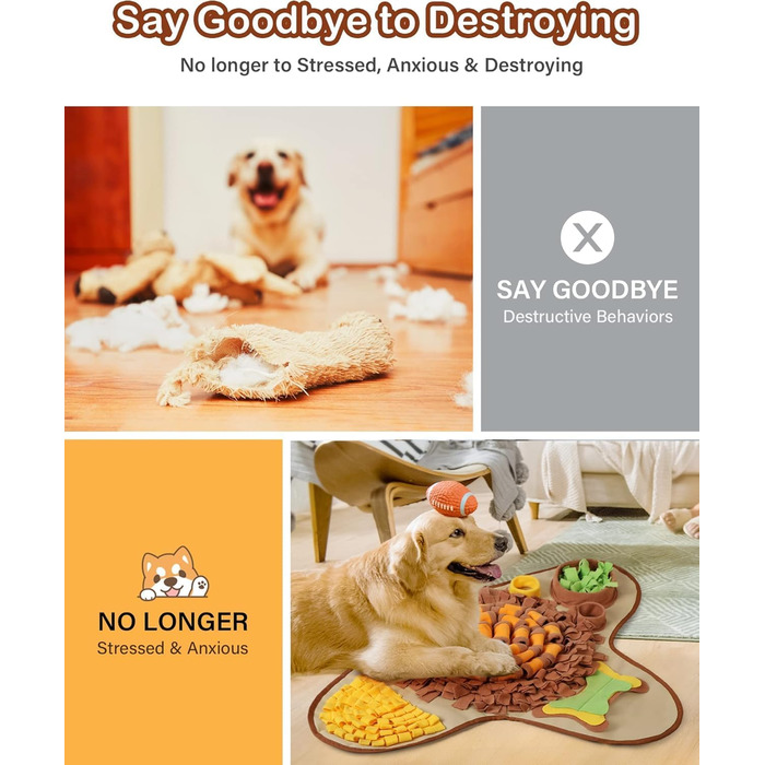 Schnüffelmatte для великих собак HOPET, інтерактивна тренувальна килимок для годування, стимуляція розуму та повільне годування, іграшка для всіх порід