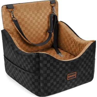 Автокрісло для собак JOEJOY (коричневе, S/M) - захист для сидінь, кишені для зберігання, Memory Foam