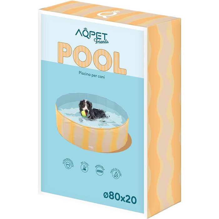 Складний басейн для собак AQPET AqpetFriends, пластик, 80x20 см, морський дизайн, для саду