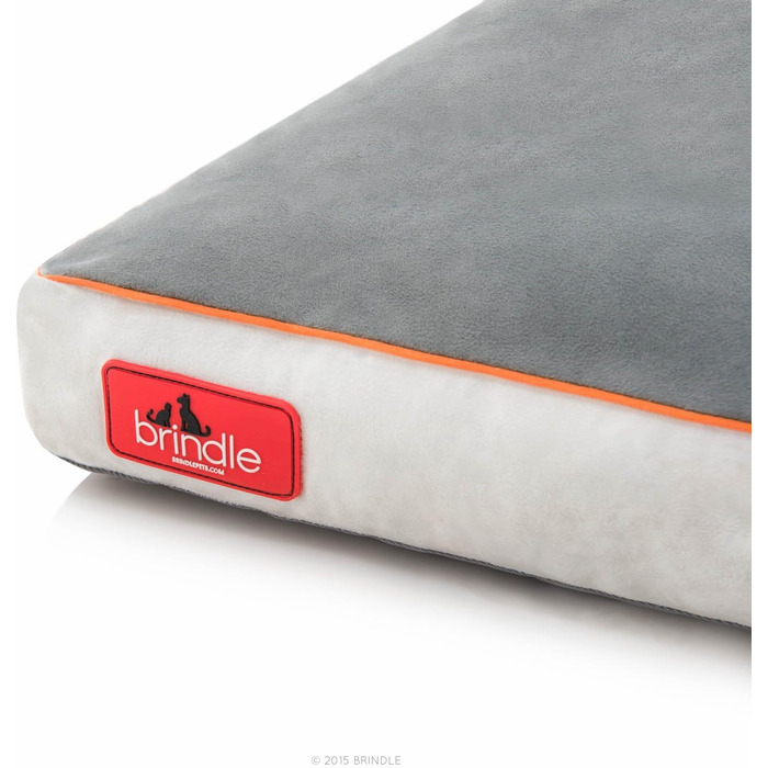 Brindle ортопедичне ліжко для собак з подрібненої піни Memory Foam, знімний та праний чохол, 132×86 см, сірий