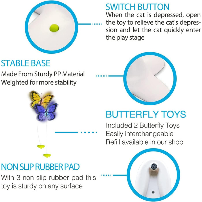 Інтерактивна іграшка для котів ALL FOR PAWS 3 в 1: метелик, м'ячики, випадкові пір'я. Автоматичний спінер для дому. Новинка