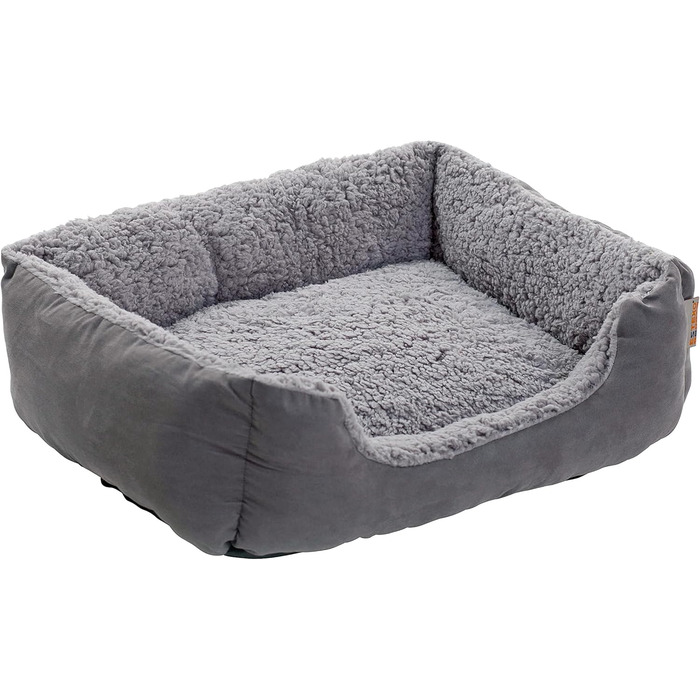 Крісло-лежанка для собак ESTEXO, лежанка для тварин, м'яке гніздо для собак, 60x48x18 см, темно-сірий/сірий колір