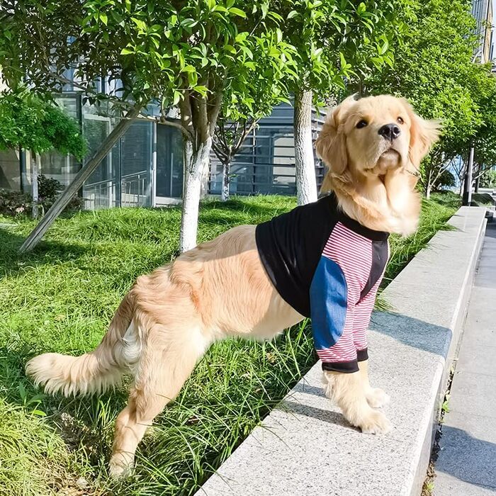 Захисна футболка для великих собак MeiAOBest Ellenbogenschutz, чорна, розмір 5XL (8XL: обхват грудей 93 см)