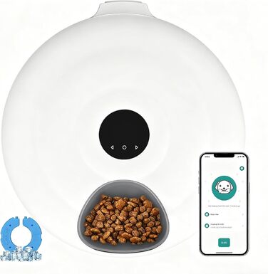 Автоматичний годівник для котів з вологим кормом, 6 прийомів, з таймером та WiFi, для сухого та вологого корму