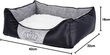 Кербл Pet Kuschelbett Chiara: м'яке ліжко для домашніх тварин, 55x45x18 см, сірий/чорний колір з стразовою короною
