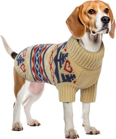 Пуловер для собак на Різдво, костюм для собак на Різдво, теплий пуловер для собак з флісу, куртка для собак на зиму, одяг для собак (Хакі, L)