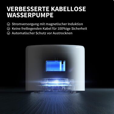 PETKIT Бездротова водяна помпа для автоматичного фонтанчика для котів та собак, з нержавіючої сталі, антибактеріальна