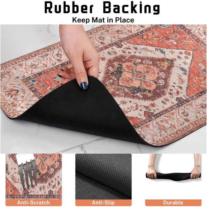 Килимок під годівницю для котів та собак, водонепроникний, 43.2 x 76.2 см, Boho, Етно, Оранжевий