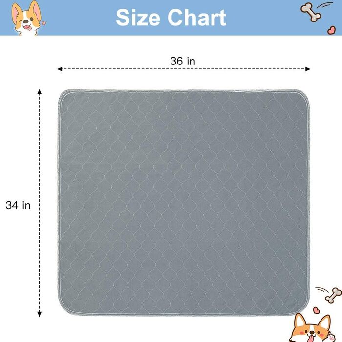 Підгузки для собак Kooltail - водонепроникні килимки для туалету, неслизькі пелюшки для цуценят, багаторазові пелюшки для вигулу собак, 86 x 26 см (2 шт.), сірий