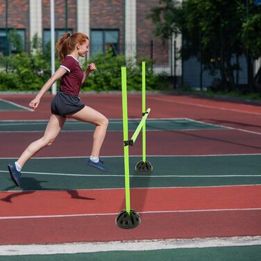 Набір стрибкових стержнів LILIIN для тренувань: розвиток координації, спритності та стрибкості (15 стержнів, 100 см, 10 кліпсів, зелений)