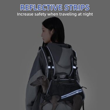 Сумка-переноска та повід для собак, повід для собак з підтримкою, регульовані, дихаючі, м'які ремені для собак, ідеально підходить для собак з обмеженими можливостями, розмір M (4–8) кг, чорний