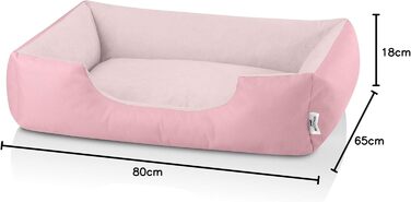 Лягушковий лежак для собак BedDog Zara, рожевий, 80x65x18 см, знімний чохол