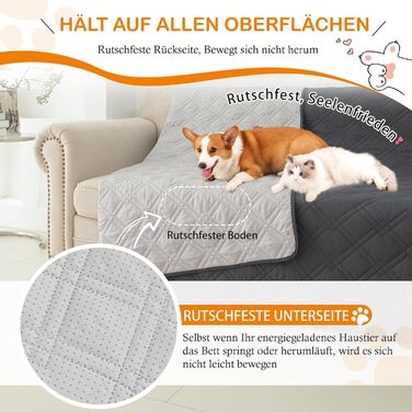 Водонепроникний плед для собак GYURO, великий, миючий, з неслизьким покриттям, захищає меблі (сірий, 235*259 см)