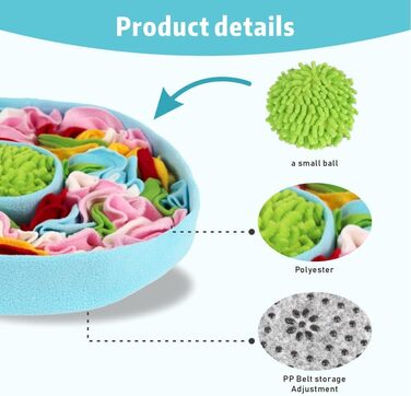 RGBRGB Преміум килимок для повільного годування собак – інтерактивна годівля, стимуляція розуму та зменшення тривоги (Блакитний, 38,1 x 5,1 см)