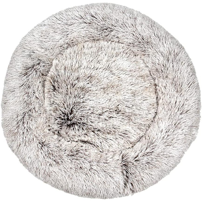 М'яке кругле ліжко для собак та котів Lukery з плюшу, зручне лежання, діаметр 60 см, колір кавовий