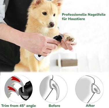 KELENO TrimNox Pro: Тихий триммер для собак - професійний електричний триммер для догляду за кігтями. Підходить для малих, середніх та великих собак. Білий.