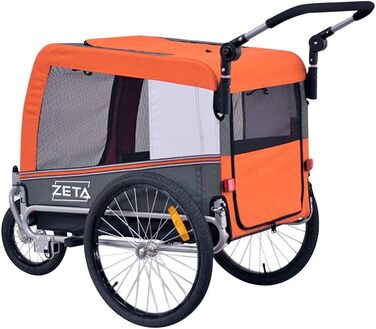 Papilioshop Zeta – 2-в-1 причіп для велосипеда та візок для собак та домашніх тварин, складаний, легкий та стабільний, ідеальний для перевезення тварин та прогулянок (Помаранчевий M)