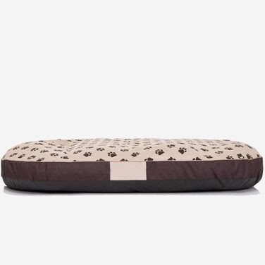 Овальне лежанка для собак, підстилка для собак різних розмірів - міцне, водонепроникне лежанка, м'яке лежанка з піною, підходить для вулиці та прання - 70x50x15 см (M, бежевий з лапами)