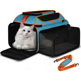 Трансформер-переноска для домашніх тварин Petskd з колесами, 48,3 x 33 x 22,9 см, схвалена Southwest Allegiant Airlines, м'яка переноска для собак до 6,8 кг та котів до 9 кг, фіолетовий колір (блакитний)