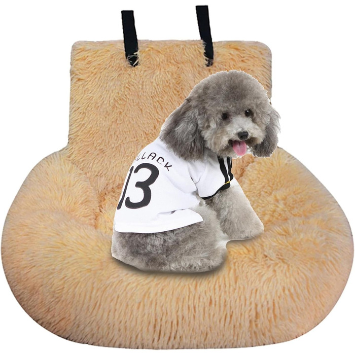 Автокрісло для собак, переноска для собак на заднє сидіння - знімне ліжко для собак з м'якого пуху. Автокрісло для собак Püsch, миється, з ременями безпеки, підходить для авто/мінівенів/SUV/пікапів (Абрикосовий, M)