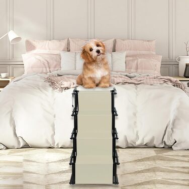 Рампа для собак у машину, складна, регульована висота, до 75 кг (чорний, бежевий)