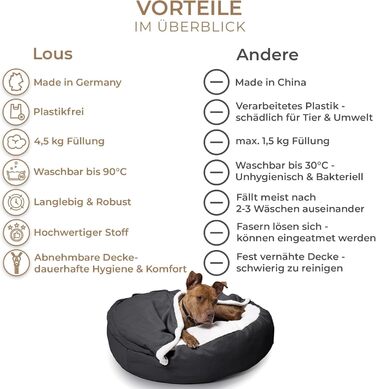 М'яке ліжко для собак Lous®, лежанка-печеринка, для великих і маленьких собак та котів, знімний коврик, бежевий колір (72 см)