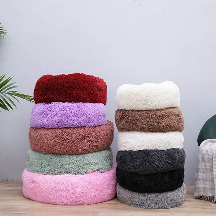 М'яке лежанка для собак у вигляді пончика, коричнева, 50-100 см. Лежанка-гніздо для собак та котів, миється.