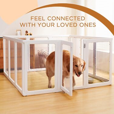 Кізохід для собак Citylife 6-TLG 60см, складаний вольєр для собак з дверцятами, вольєр для собак у квартиру, великий кізохід для собак, котів, кроликів, дрібних тварин, з неслизьким покриттям, прозорий (12-TLG 75CMH)