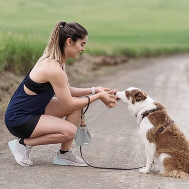 Сумка для корму для собак, канвас, з кліпсою та шнуром, для тренувань собак (сіра)