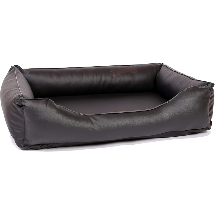 Ортопедичне ліжко для собак CopcoPet Paco з штучної шкіри, чорного кольору, 90 x 70 см – віско-матрац для собак – знімний, пральний чохол – стабільне, щадяче для суглобів – для середніх собак L 90 x 70 см