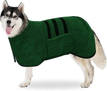 Рушник для собак з мікрофібри, XL, зелений: швидковисихаючий, надпоглинучий, з регульованою застібкою