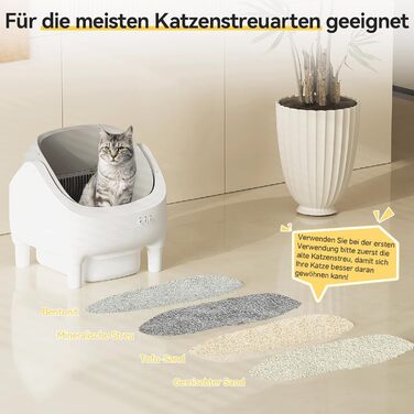 Автоматичний лоток для котів Devoko з керуванням через додаток, для котів до 15 кг, відкритий дизайн, легкий у прибиранні, великий, зручний для котів, ємність на 15 днів