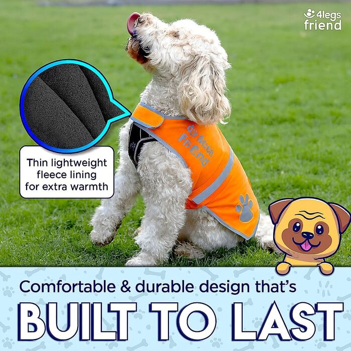 Світловідбиваючий флісовий теплий жилет для собак, 5 розмірів – висока видимість, безпека на дорозі та під час полювання, оранжевий