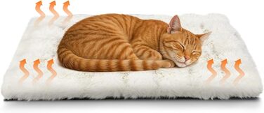 Самогріюча ковдра для домашніх тварин Wdmiya 60x45 см, для котів та собак, миюча, флаєцева, без електроживлення, для автомобіля. Білий колір, розмір M.