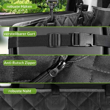 Захист для заднього сидіння автомобіля для собак Kingsleeve® - водовідштовхувальний, стійкий до подряпин, універсальний, з віконцем та фіксацією ременем безпеки