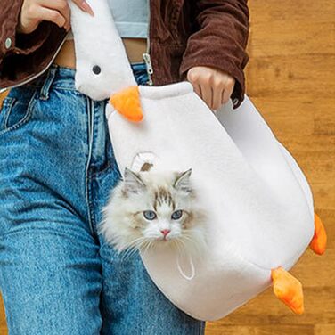 Рюкзак-переноска для тварин: переноска для котів та собак, анти-стрибковий дизайн, жорстка основа, для подорожей, з ременем, для цуценят, кошенят, снігу (S, Big goose)